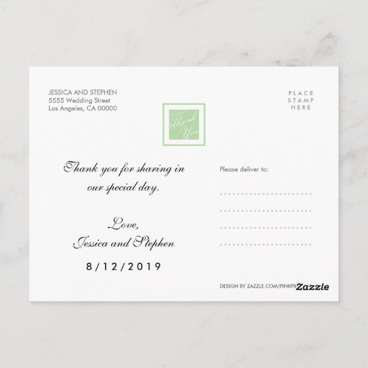 Mint White Vielen Dank, dass Sie 4 Foto Postkarte (Rückseite)