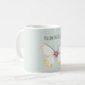 Mint White Yellow Pink Teal Butterfly Kaffeetasse (Vorderseite Links)