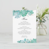 Mint Winter Blumen Hochzeit. Aquarellbilder Menükarte (Stehend Vorderseite)