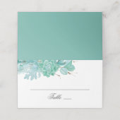 Mint Winter Blumen Hochzeit. Aquarellbilder Platzkarte (Außenseite Aufgefaltet)