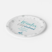 Mint Winter Onederland Boy 1. Geburtstag Party Pappteller (Schrägansicht)