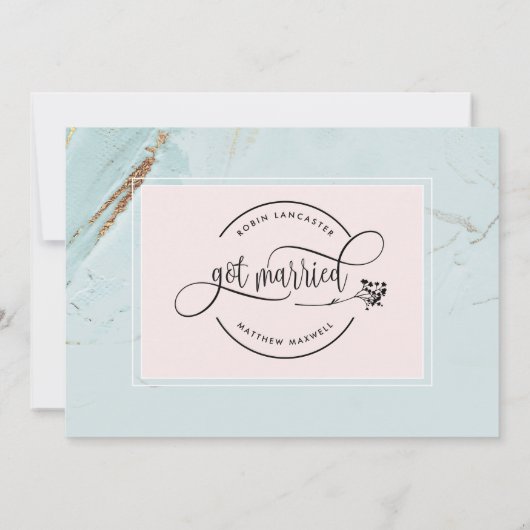 Mint Wir Got Verheiratete Hochzeit / Elope Ankündi Einladung (Rückseite)