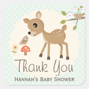 MINT Woodland Deer Baby Dusche Danke Stickers
