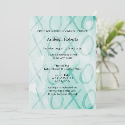 Mint XOXO Brautparty Einladung (Stehend Vorderseite)