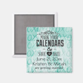 Mint XOXO Save the Date Magnet (Vorderseite/Rückseite)