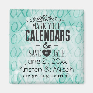 Mint XOXO Save the Date Magnet