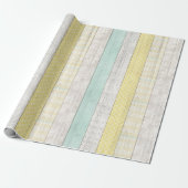 Mint & Yellow Boho Geometric Muster Rustikales Hol Geschenkpapier (Ungerollt)