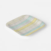 Mint & Yellow Boho Geometric Muster Rustikales Hol Pappteller (Gewinkelt)