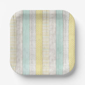 Mint & Yellow Boho Geometric Muster Rustikales Hol Pappteller (Vorderseite)