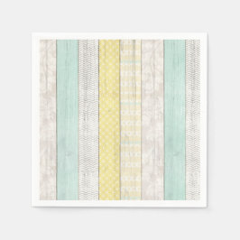 Mint & Yellow Boho Geometric Muster Rustikales Hol Serviette
