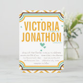 Mint Yellow Modern Zig Zag Typografy Wedding Einladung (Stehend Vorderseite)