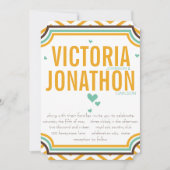 Mint Yellow Modern Zig Zag Typografy Wedding Einladung (Vorderseite)
