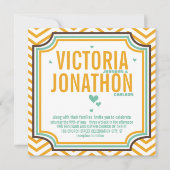 Mint Yellow Modern Zig Zag Typografy Wedding Einladung (Vorderseite)