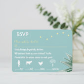 Mint Yellow Succulent Wedding RSVP Menüwahl Karte (Stehend Vorderseite)
