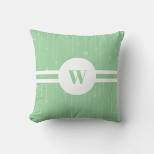 Minta grüne Streifenmuster-Rundrahmen-Monogramm Kissen
