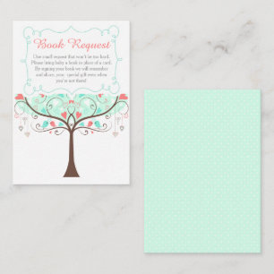 Minta und Korallen Blumen Baby Shower Buchwunsch Begleitkarte
