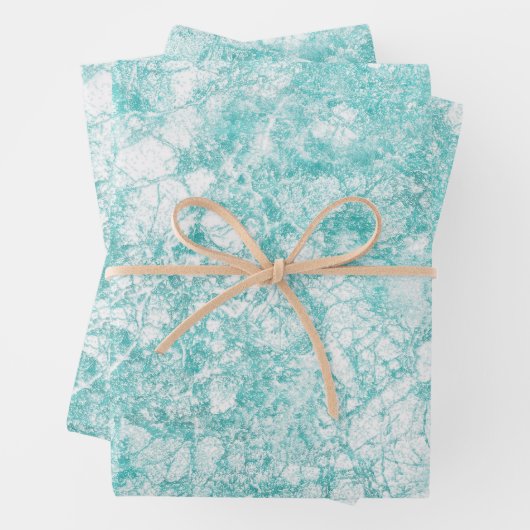 Mintblau und weiße Marmortextur Geschenkpapier Set (Beispiel)