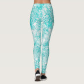 Mintblau und weiße Marmortextur Leggings (Rückseite)