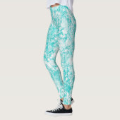 Mintblau und weiße Marmortextur Leggings (Links)