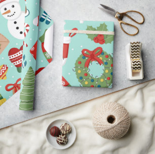 Mintblaue Holiday-Schneemann-Weihnachtspapier Geschenkpapier