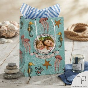 Mintblaue-Seepferdchen-Serenade mit individuellem  Mittlere Geschenktüte