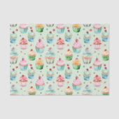 Mintcreme rosa Cupcakes Geburtstag Seidenpapier (Vorderseite)