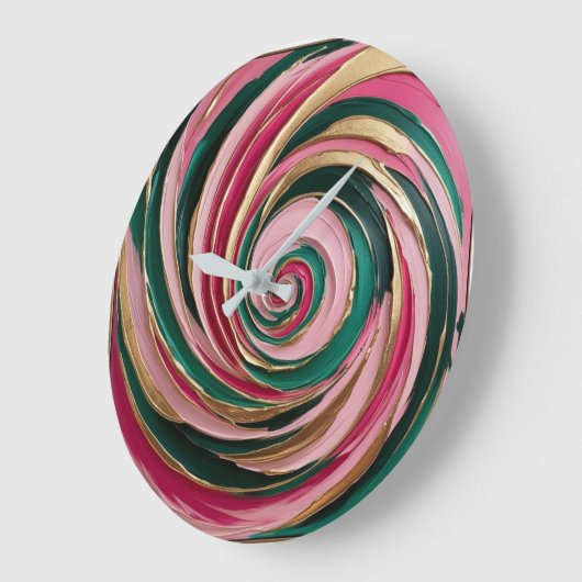 Minted Blush Marble Große Wanduhr (Winkel)