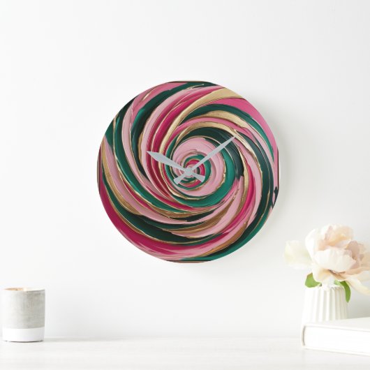 Minted Blush Marble Große Wanduhr (Zuhause)
