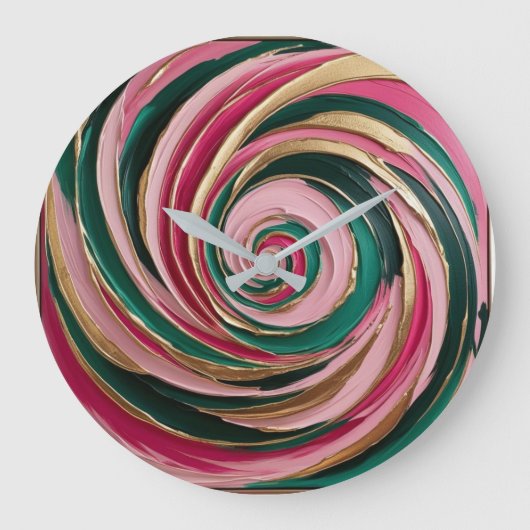 Minted Blush Marble Große Wanduhr (Vorderseite)