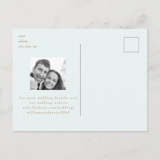 Minted Elegance Wedding speichern das Datum Ankündigungspostkarte (Rückseite)