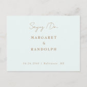 Minted Elegance Wedding speichern das Datum Ankündigungspostkarte (Vorderseite)