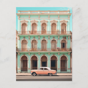 Mintgebäude Pfirsich Auto Havanna Kuba Postkarte
