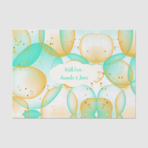MintGreen Gold Bubbles Wasserfarbe Custom Wedding Seidenpapier