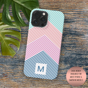 Mintgrün Blau Pink Pfirsich Orange Streifen Muster iPhone 16 Pro Max Hülle
