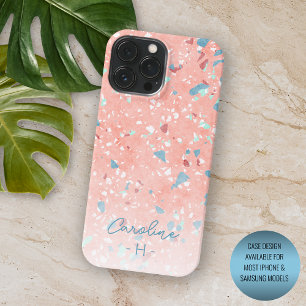 Mintgrün Blau Weiß Korallenrot Terrazzo-Muster Case-Mate iPhone 14 Pro Max Hülle