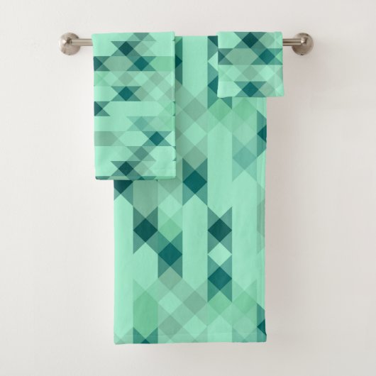 mintgrün geometrisch badhandtuch set (Insitu)