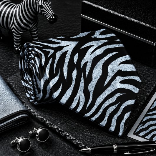 Mintgrün glitzernder Zebrawildtiermuster Krawatte