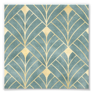 Mintgrün, Gold, Art Deco Muster, vintage, retro ,I Fotodruck