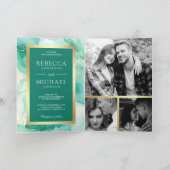 Mintgrün Gold Flüssige Tinte QR Code Hochzeit Einladung (Innenseite)