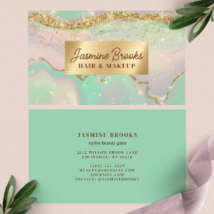 Mintgrün Lavendel und Goldglitter Visitenkarte