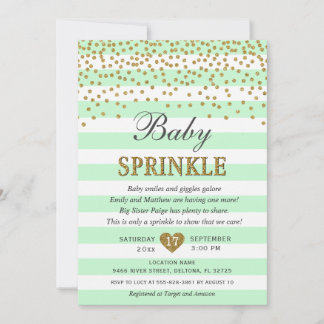 Mintgrün und Gold geschlechtsneutrale Babysprinkle Einladung