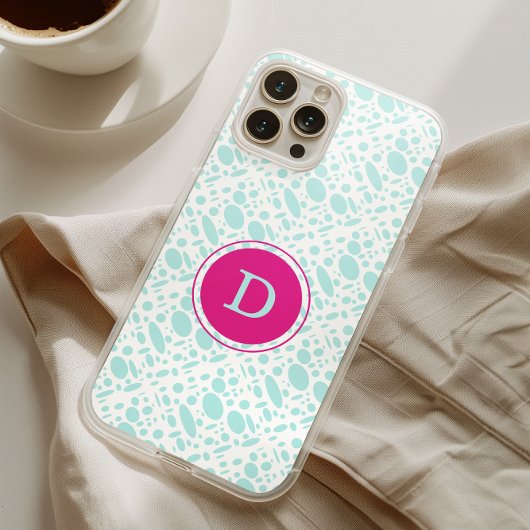 Mintgrün und Rosa Monogramm iPhone Hülle