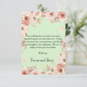 MINTGRÜNE BLUMENHochzeits-Dankeskarte Dankeskarte (Stehend Vorderseite)