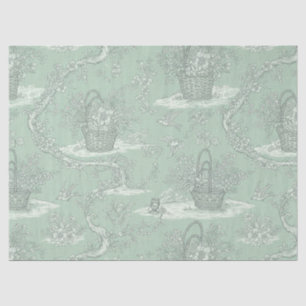 Mintgrüne botanische Toile mit floralen Bouquets 2 Seidenpapier