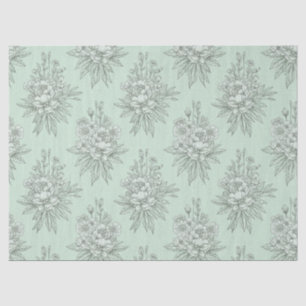 Mintgrüne botanische Toile mit floralen Bouquets Seidenpapier
