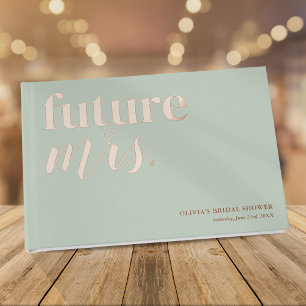 Mintgrüne Bridal Shower Rose Gold Folie Gästebuch