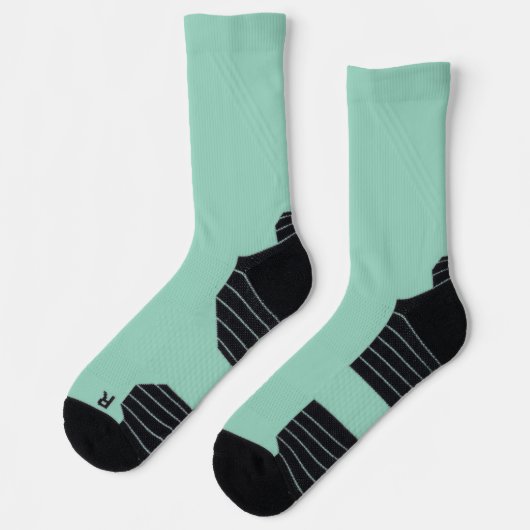 mintgrüne Crew-Socken mit schwarzen Fersen Socken (Links)