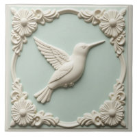 Mintgrüne Faux-Relief-Art-Nouveau-Kolibri
