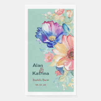 Mintgrüne, fette Wildblumen-Blumenmuster Serviette