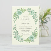 Mintgrüne florale Hochzeit Einladung (Stehend Vorderseite)